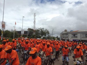 A PP troop of bicycles escorting their leaders to COMESA